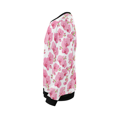 Orchid Pink Pattern Print Design OR07 Men Long Sleeve Sweatshirt