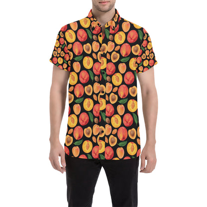 Peach Pattern Print Design A02 Men's Short Sleeve Button Up Shirt