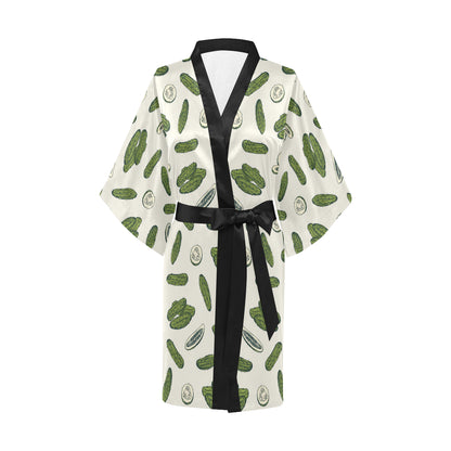 Cucumber Pattern Print Design CC05 Women's Short Kimono