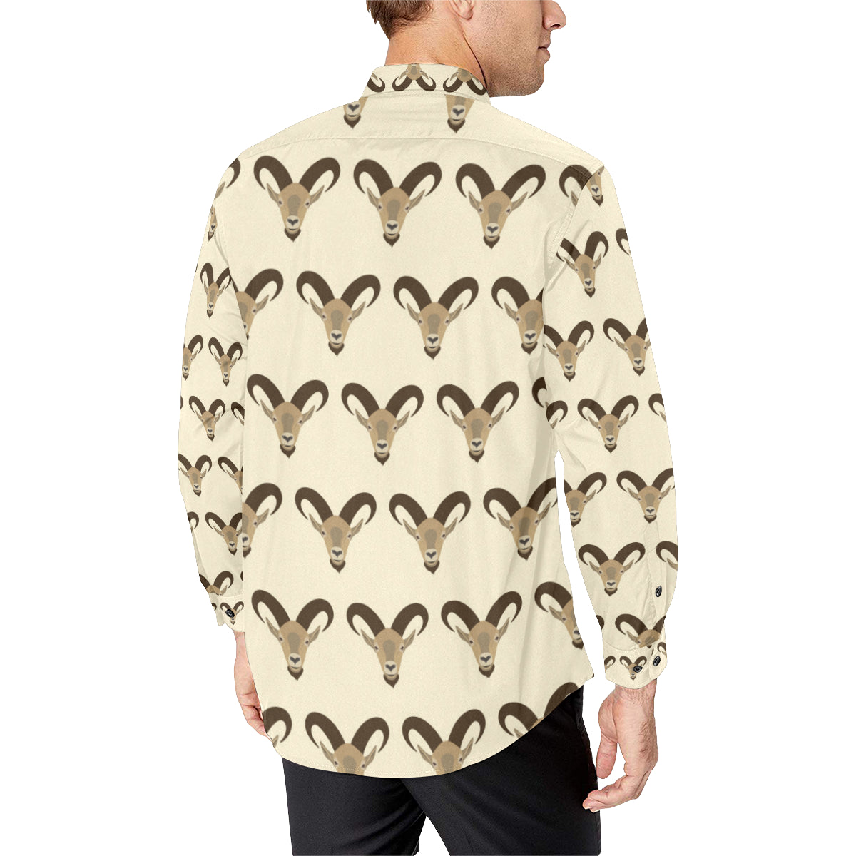 Goat Pattern Print Design 01 Men's Long Sleeve Shirt