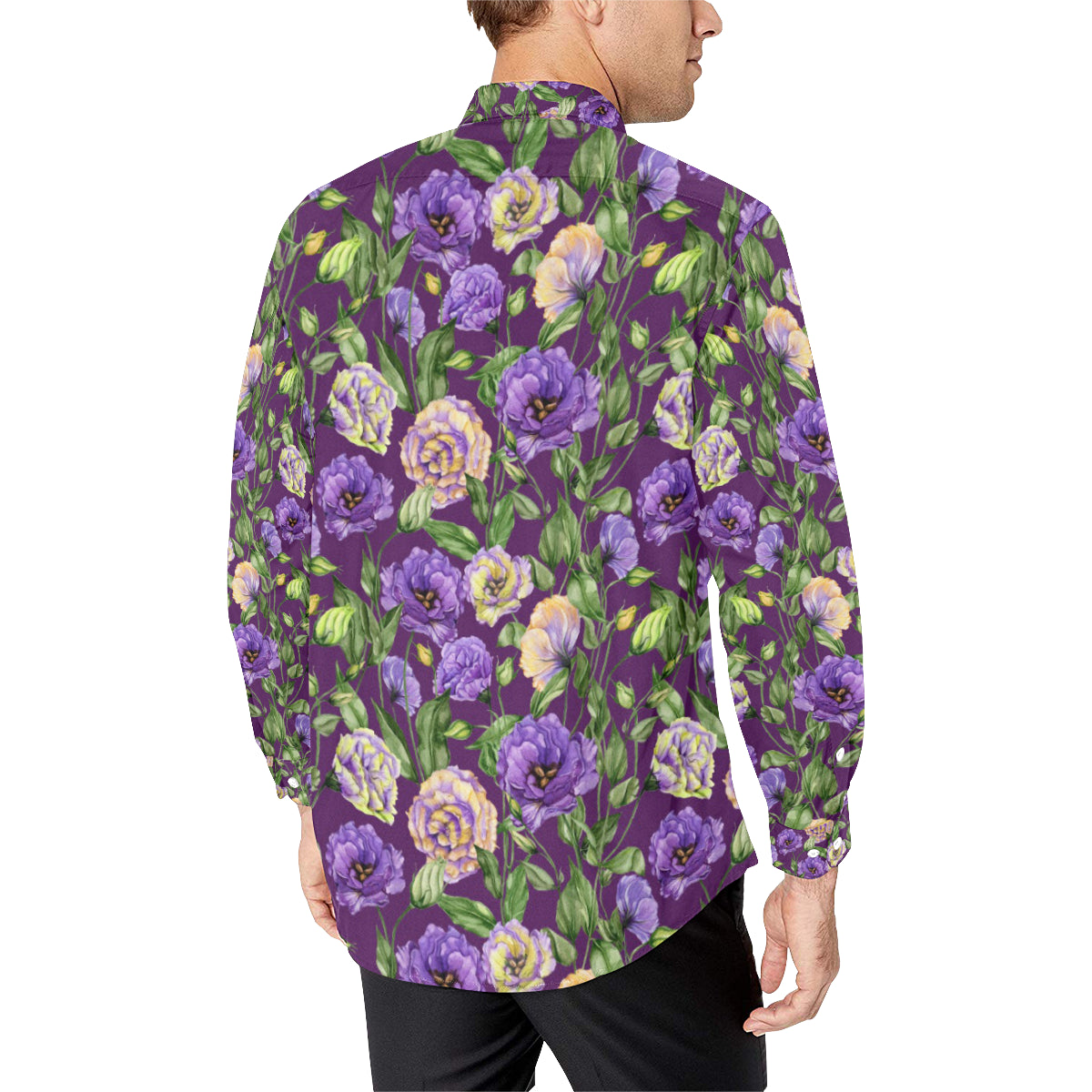 Lisianthus Pattern Print Design LT03 Men's Long Sleeve Shirt