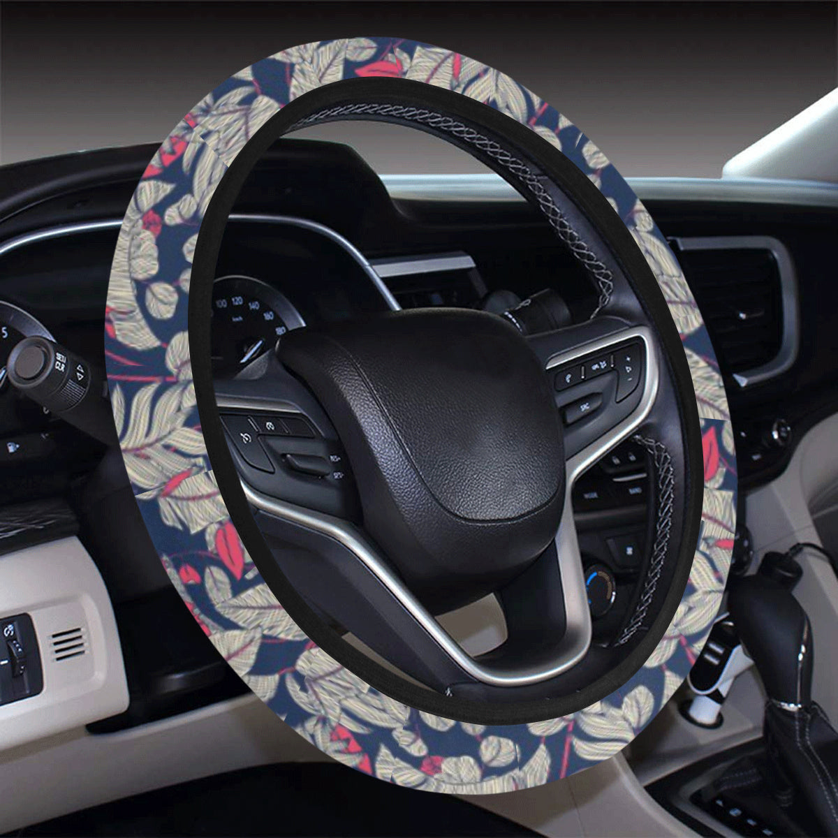 Bird Of Paradise Pattern Print Design 03 Steering Wheel Cover with Elastic Edge