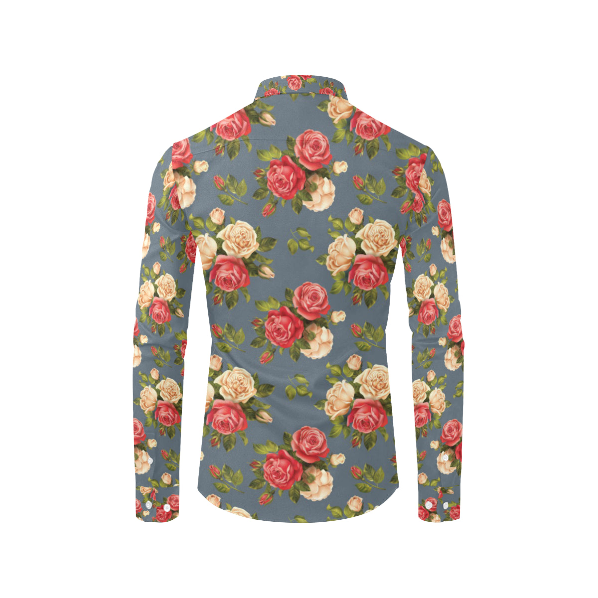Rose Pattern Print Design RO017 Men's Long Sleeve Shirt