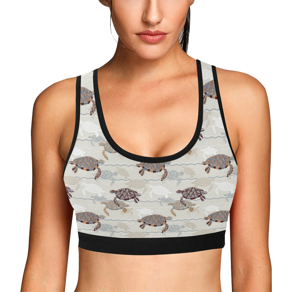 Sea Turtle Pattern Print Design T07 Sports Bra