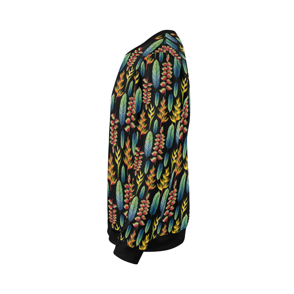 Heliconia Pattern Print Design HL03 Men Long Sleeve Sweatshirt