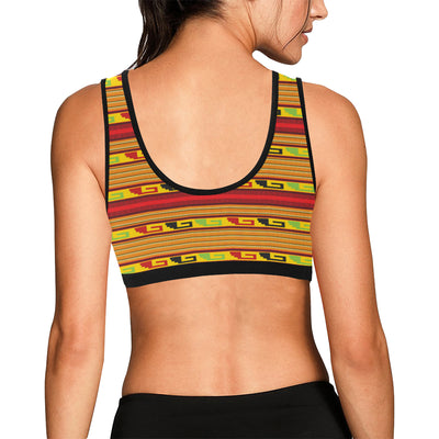 Mexican Blanket Ornament Print Pattern Sports Bra