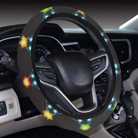 Christmas Light Pattern Print Design 01 Steering Wheel Cover with Elastic Edge