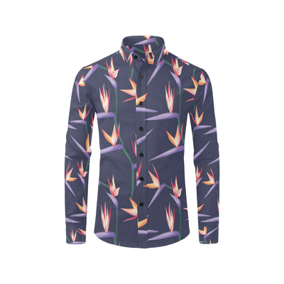 Bird Of Paradise Pattern Print Design BOP015 Men's Long Sleeve Shirt