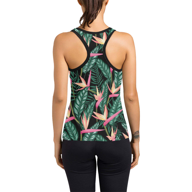 Bird Of Paradise Pattern Print Design BOP03 Women's Racerback Tank Top