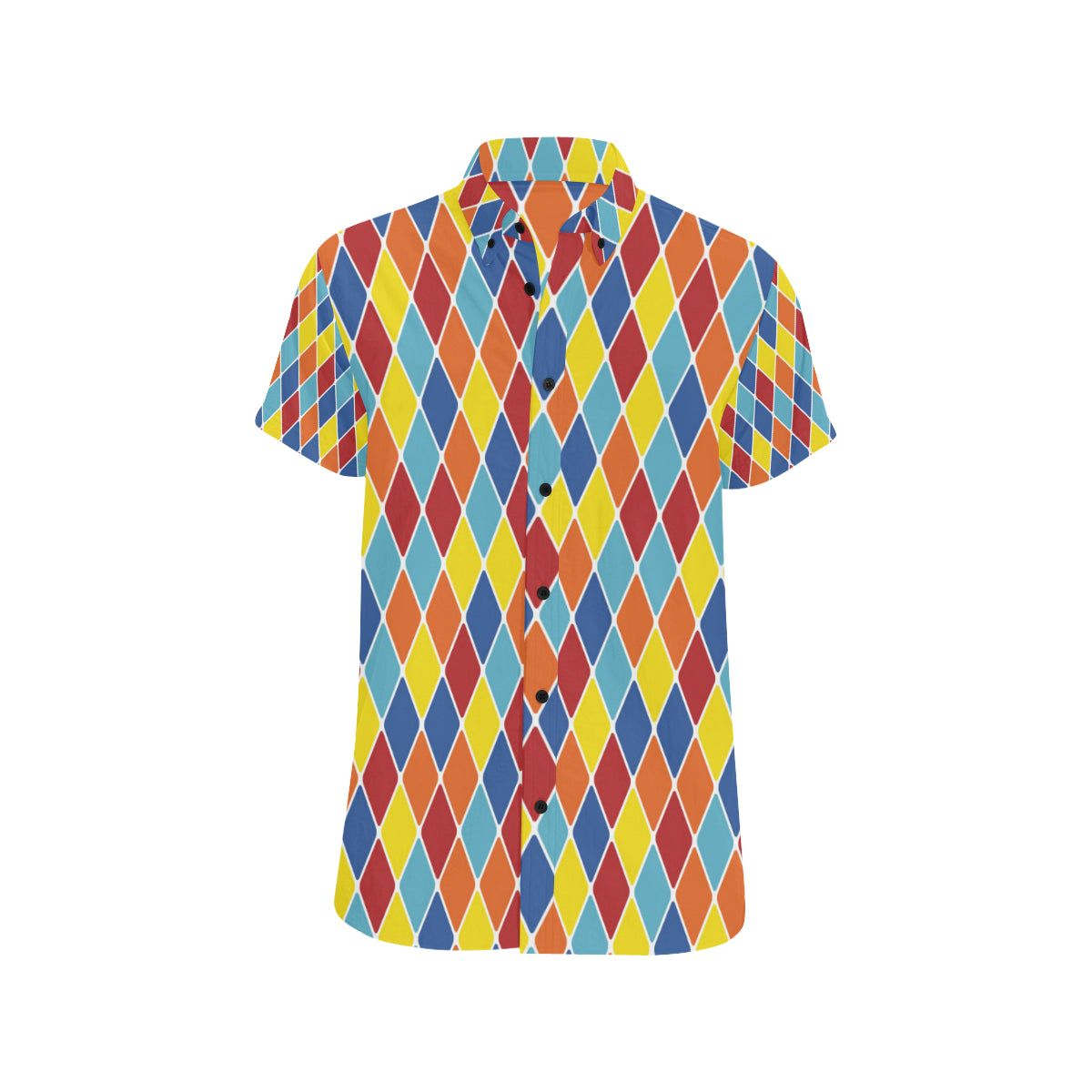 Harlequin Pattern Print Design 01 Men's Short Sleeve Button Up Shirt