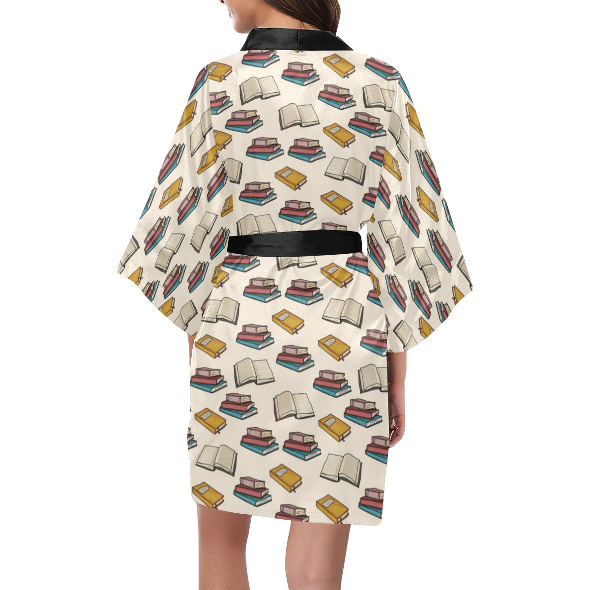 Book Pattern Print Design 04 Women's Short Kimono