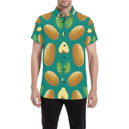 Potato Pattern Print Design A04 Men's Short Sleeve Button Up Shirt