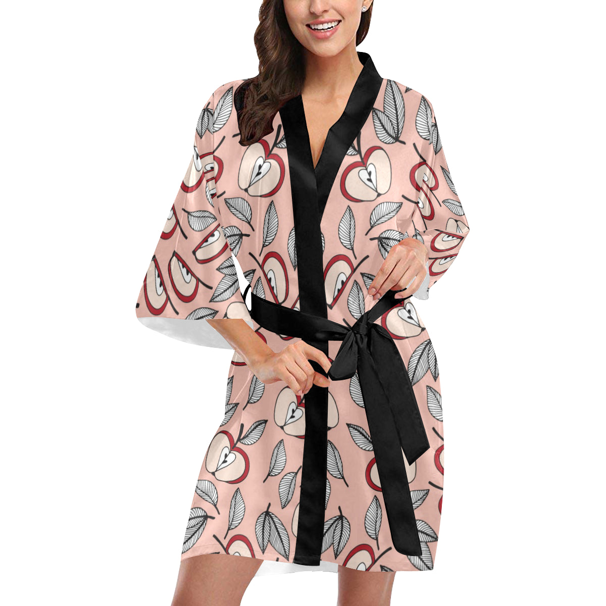 Apple Pattern Print Design AP04 Women's Short Kimono