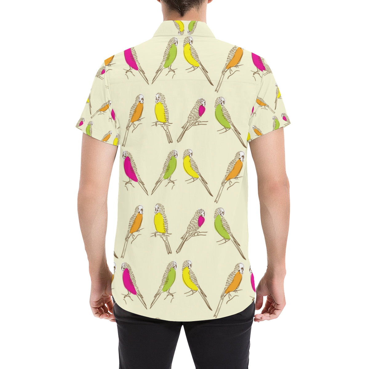 Parakeet Pattern Print Design A01 Men's Short Sleeve Button Up Shirt