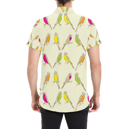 Parakeet Pattern Print Design A01 Men's Short Sleeve Button Up Shirt