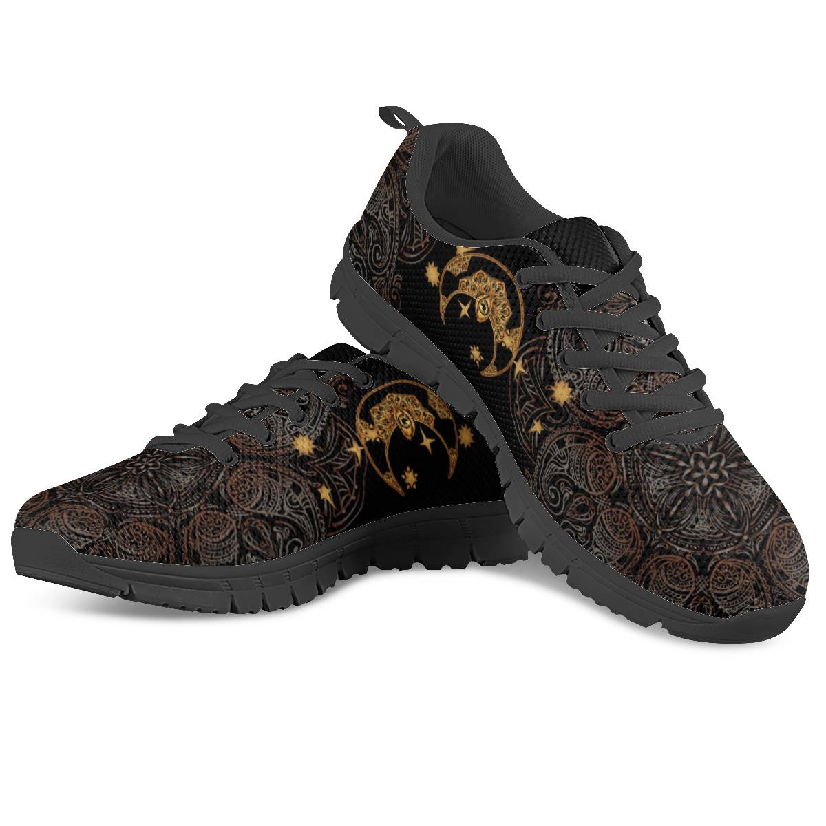 Gold Eye Sun Moon Mandala Women Sneakers Shoes