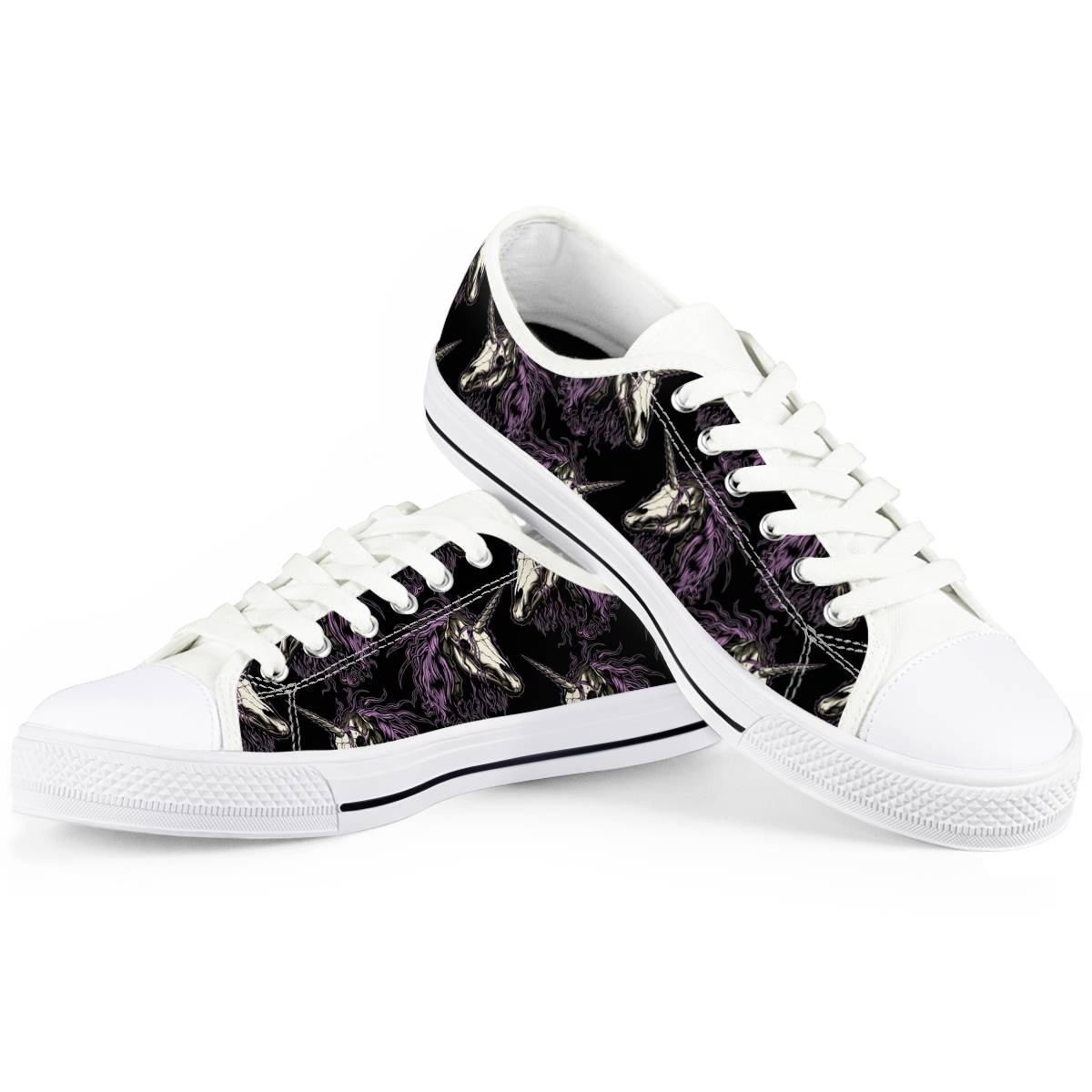 Unicorn Skull head Women Low Top Shoes