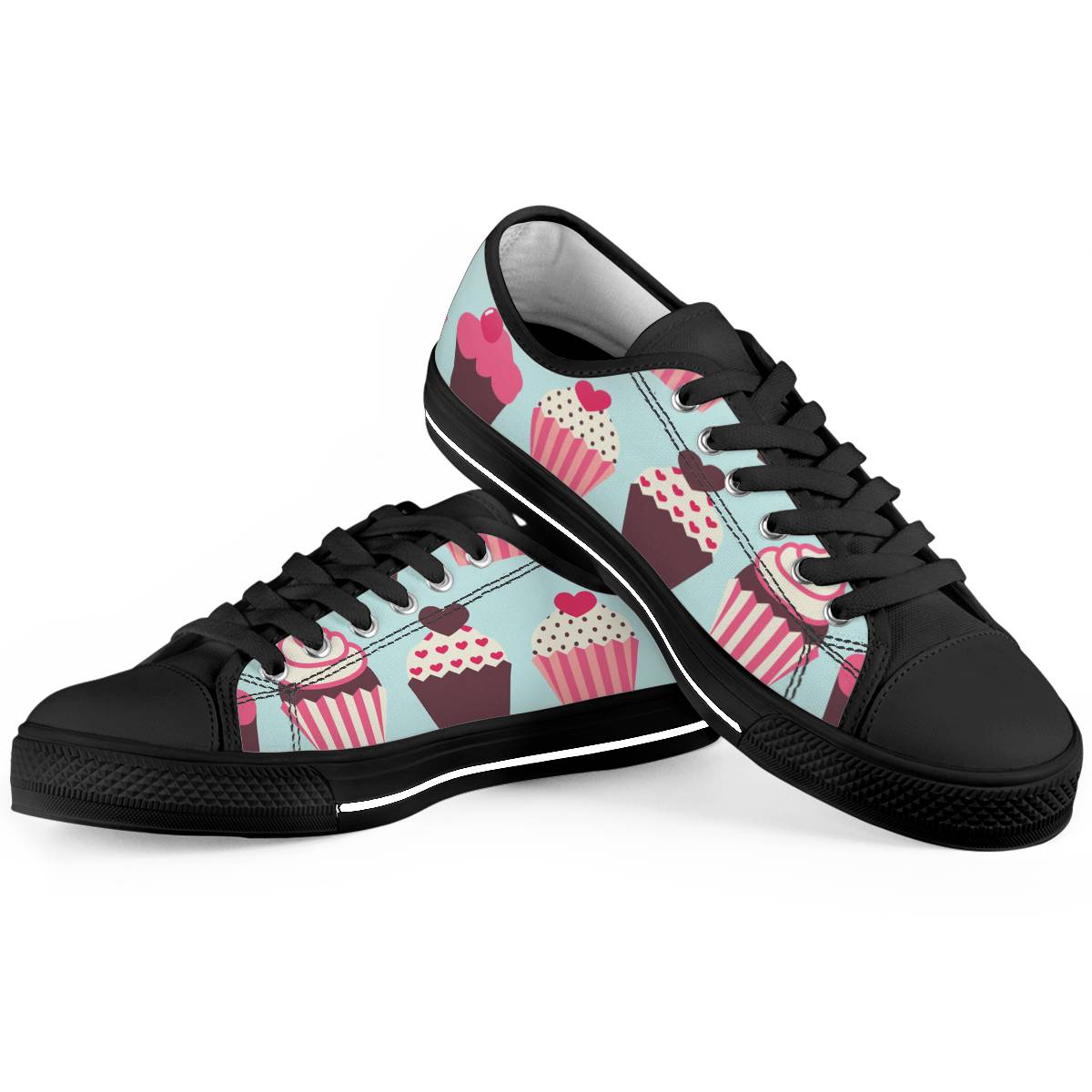 CupCake Print Pattern Women Low Top Shoes