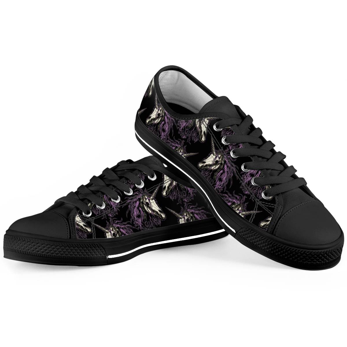 Unicorn Skull head Women Low Top Shoes