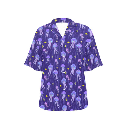 Jellyfish Style Print Women's Hawaiian Shirt