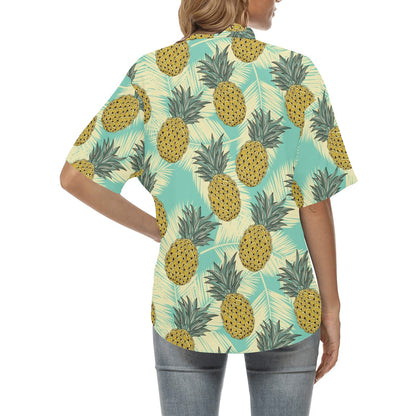 Pineapple Pattern Print Design PP03 Women's Hawaiian Shirt