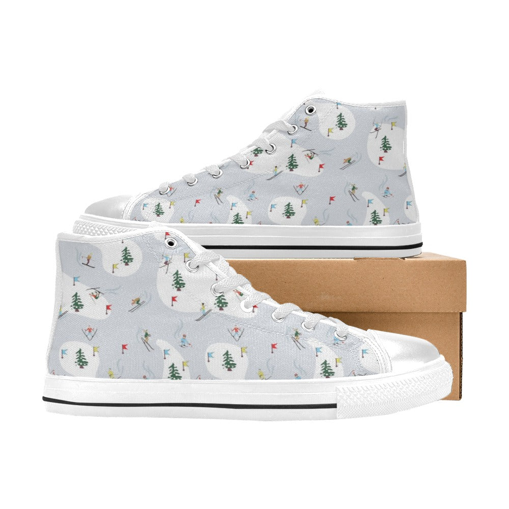 Ski Print Design LKS305 High Top Women's White Shoes