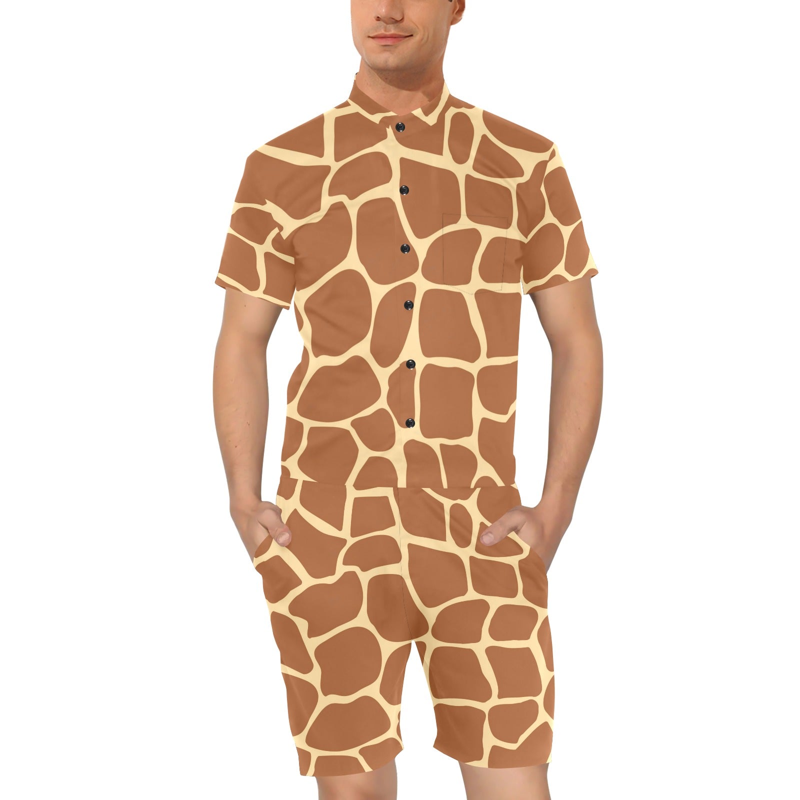 Giraffe Texture Print Men's Romper