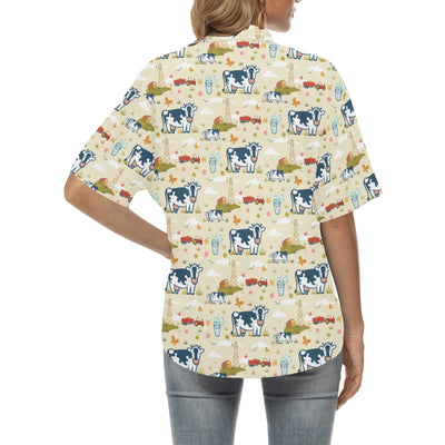 Cow Farm Design Print Women's Hawaiian Shirt