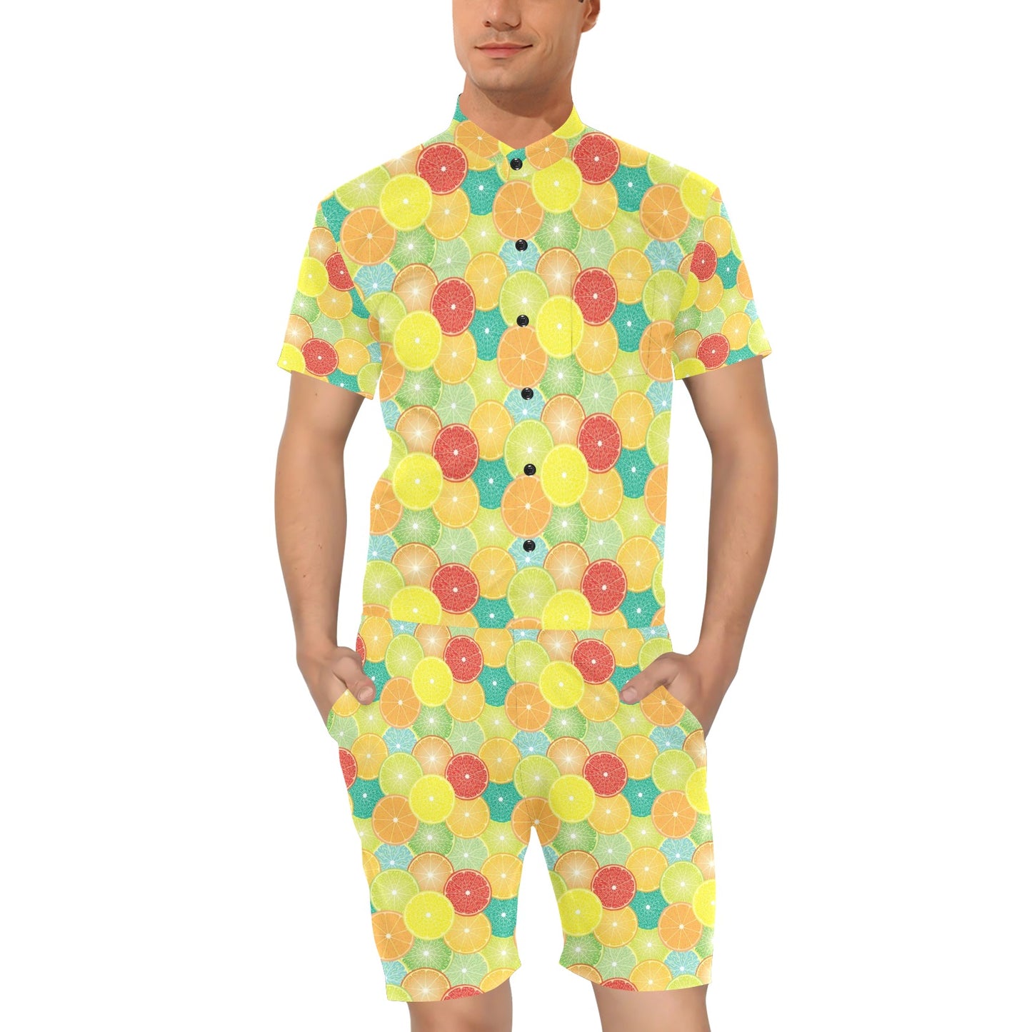 Citrus Pattern Print Design 01 Men's Romper