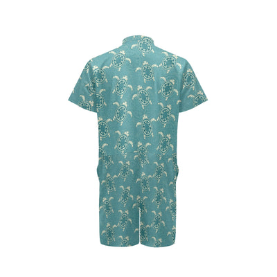 Sea Turtle Pattern Print Design T02 Men's Romper