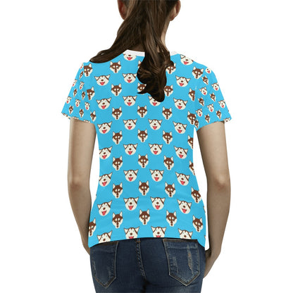 Siberian Huskies Print Design LKS306 Women's  T-shirt