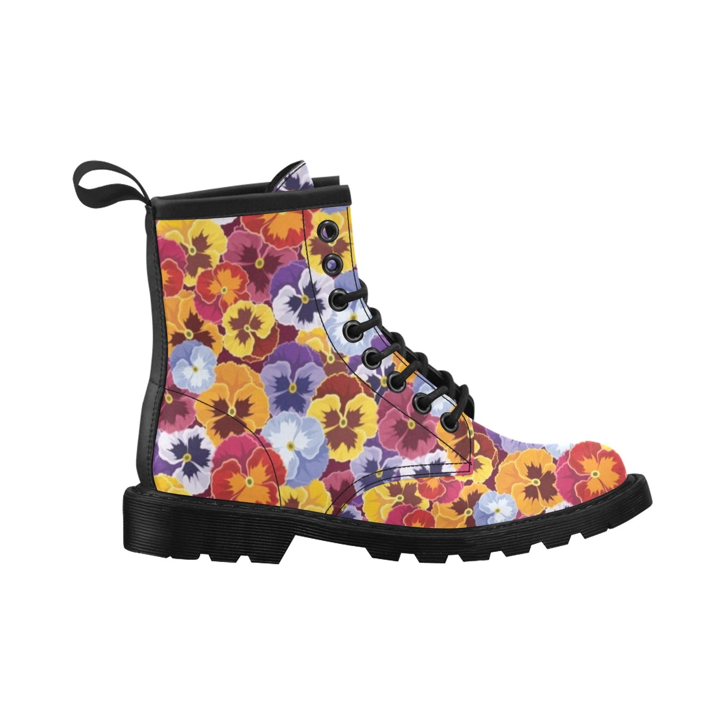 Pansy Pattern Print Design PS01 Women's Boots