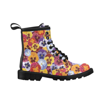 Pansy Pattern Print Design PS01 Women's Boots
