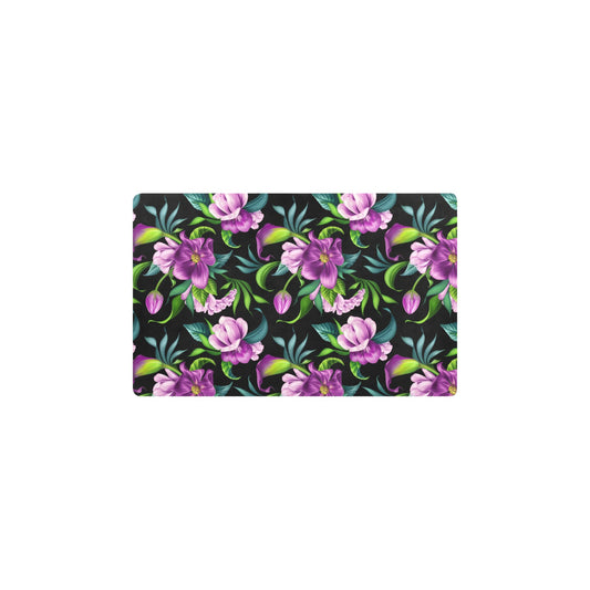 Bright Purple Floral Pattern Kitchen Mat