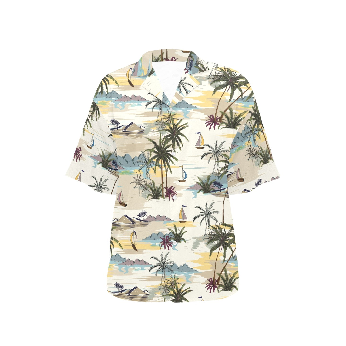 Palm Tree Beach Print Women's Hawaiian Shirt