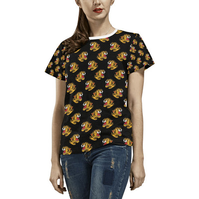 Tiger Head Print Design LKS306 Women's  T-shirt