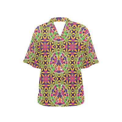 Peace Sign Pattern Print Design A04 Women's Hawaiian Shirt