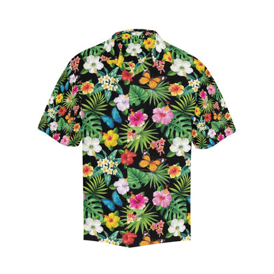 Hibiscus With Butterfly Print Design LKS305 Men's Hawaiian Shirt