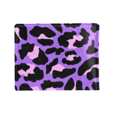 Cheetah Purple Neon Print Pattern Men's ID Card Wallet