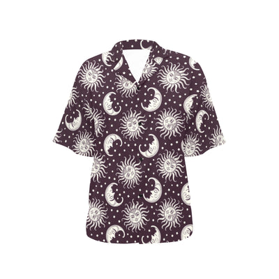 Sun Moon Face Women's Hawaiian Shirt