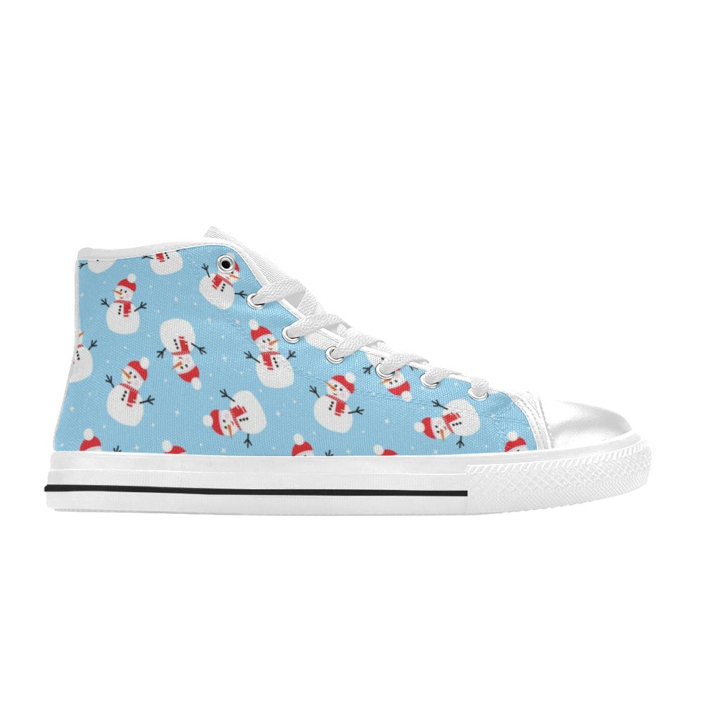 Snowman Print Design LKS305 High Top Women's White Shoes