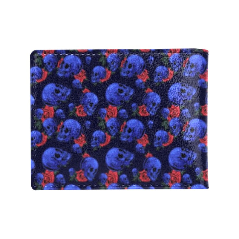 Skull Roses Neon Design Themed Print Men's ID Card Wallet