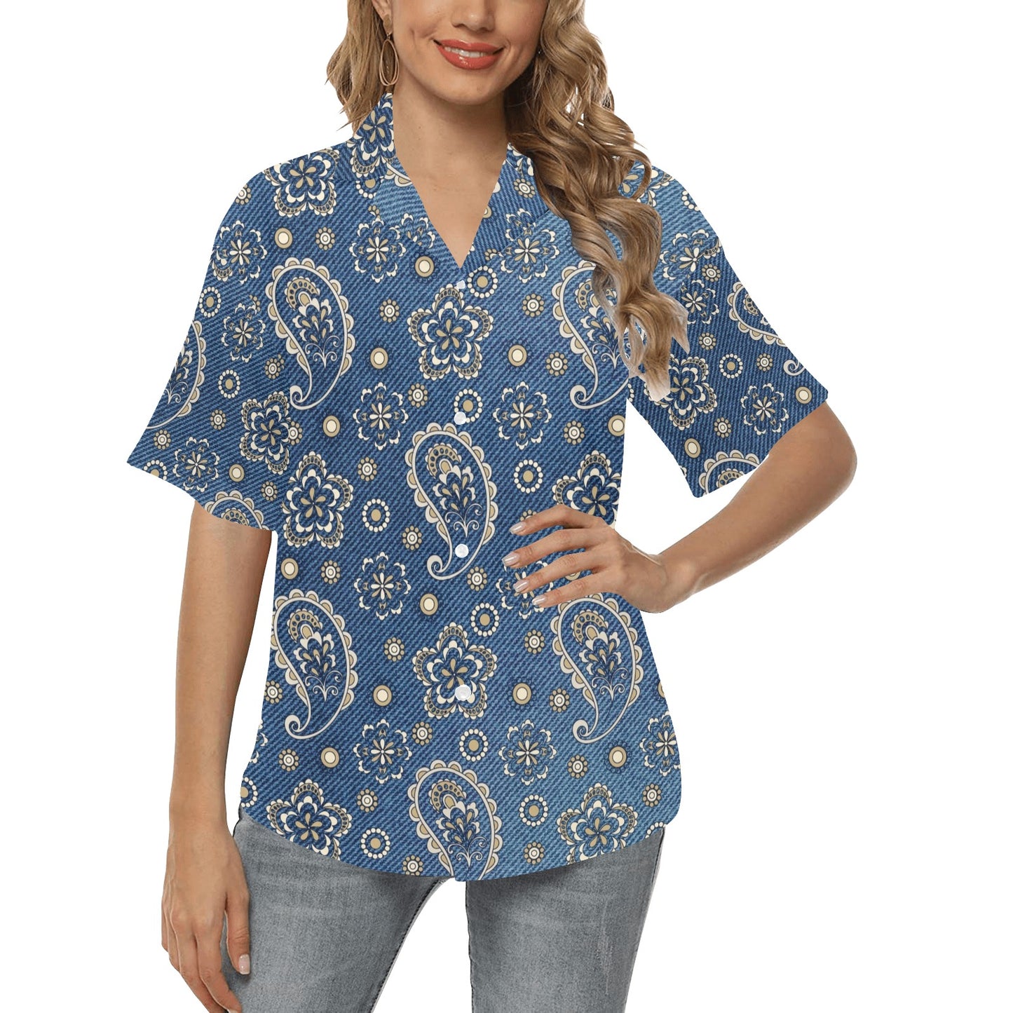 Jean Paisley Pattern Print Design 01 Women's Hawaiian Shirt