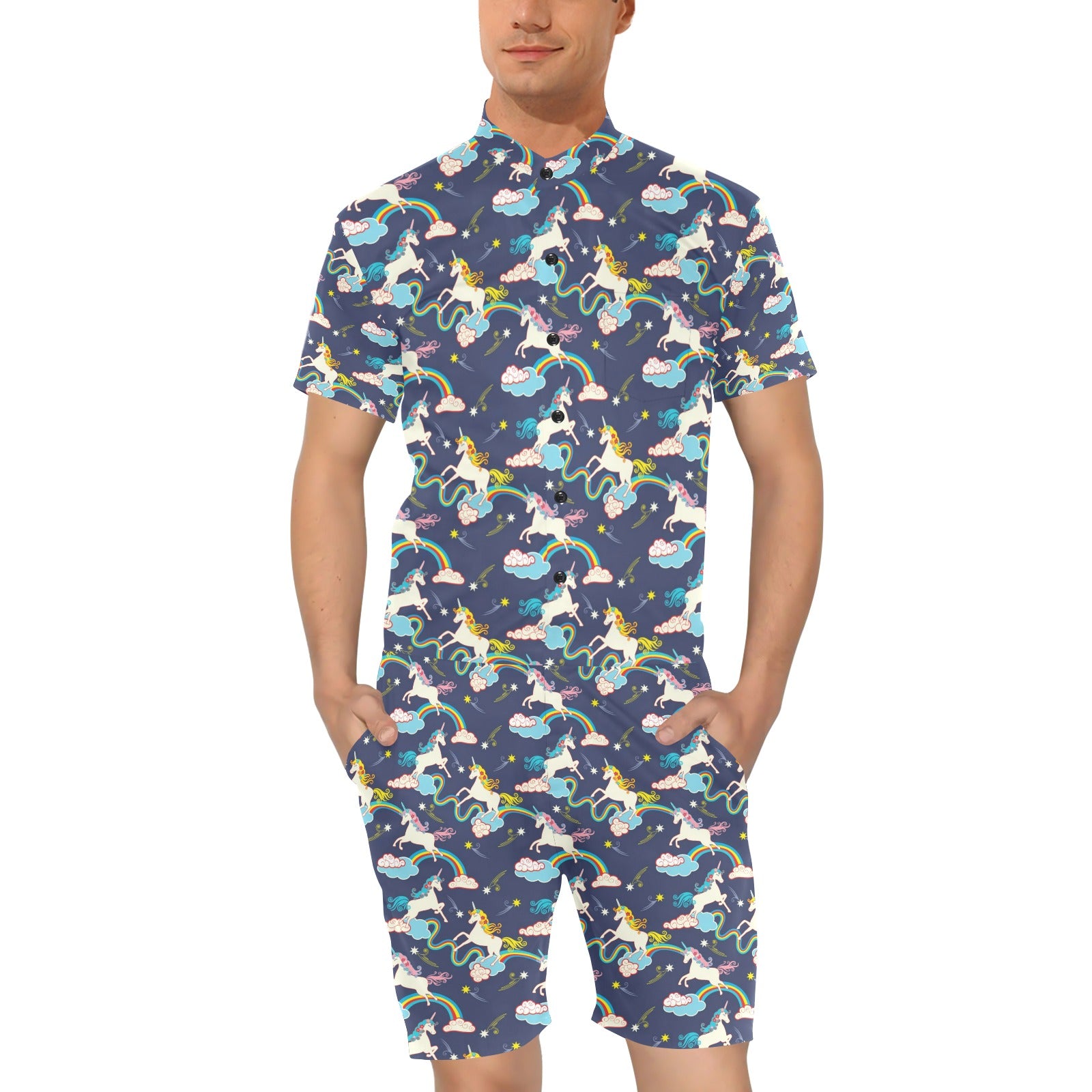 Unicorn Print Design LKS304 Men's Romper