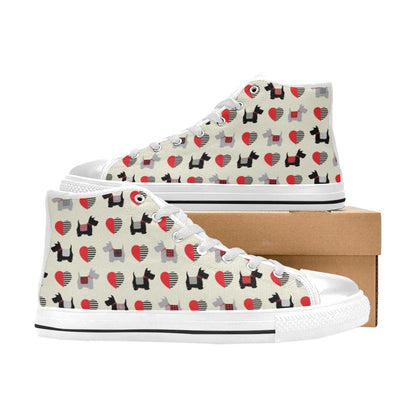 Scottish Terriers Print Design LKS3010 High Top Women's White Shoes