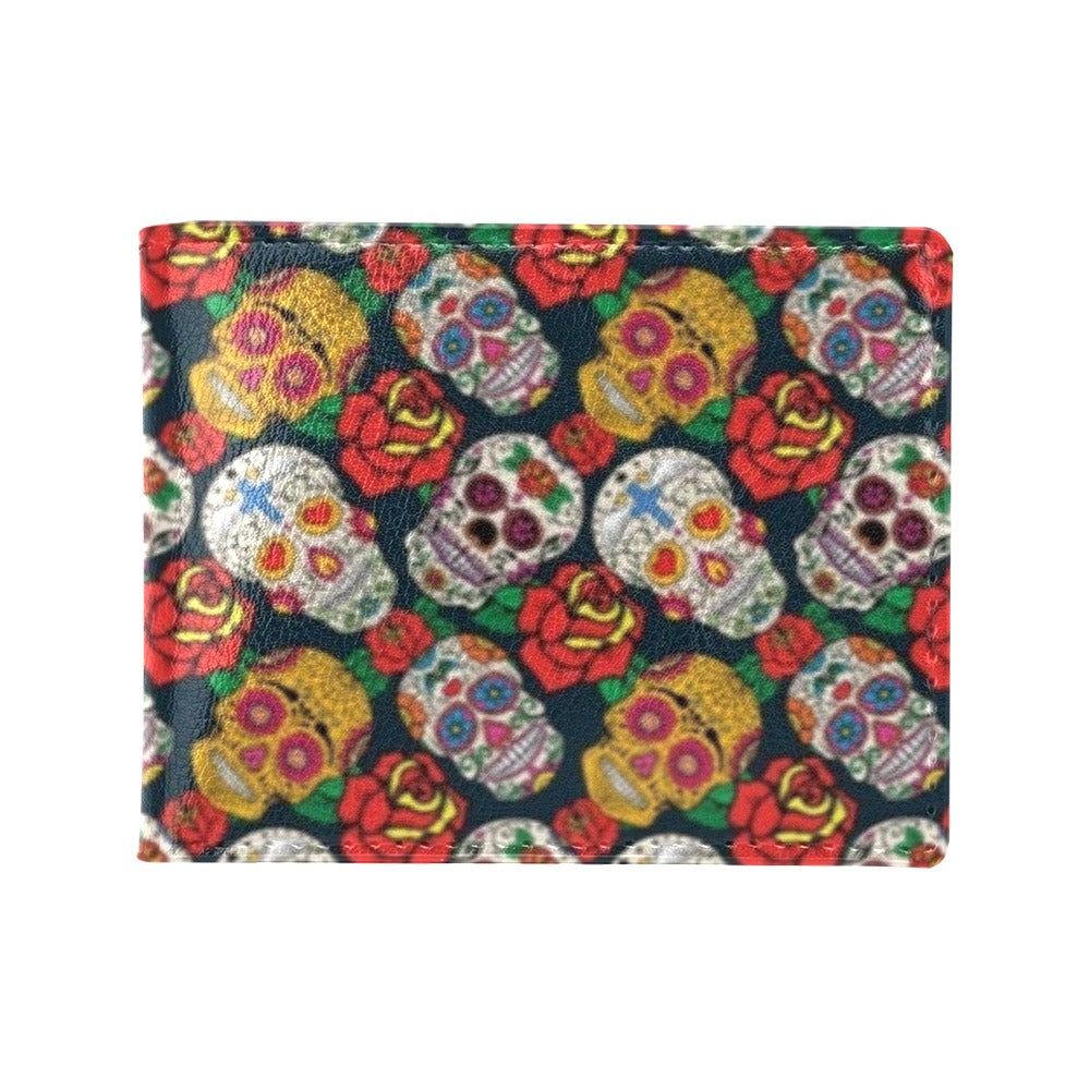 Sugar Skull Print Design LKS306 Men's ID Card Wallet