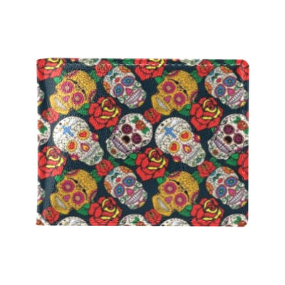 Sugar Skull Print Design LKS306 Men's ID Card Wallet