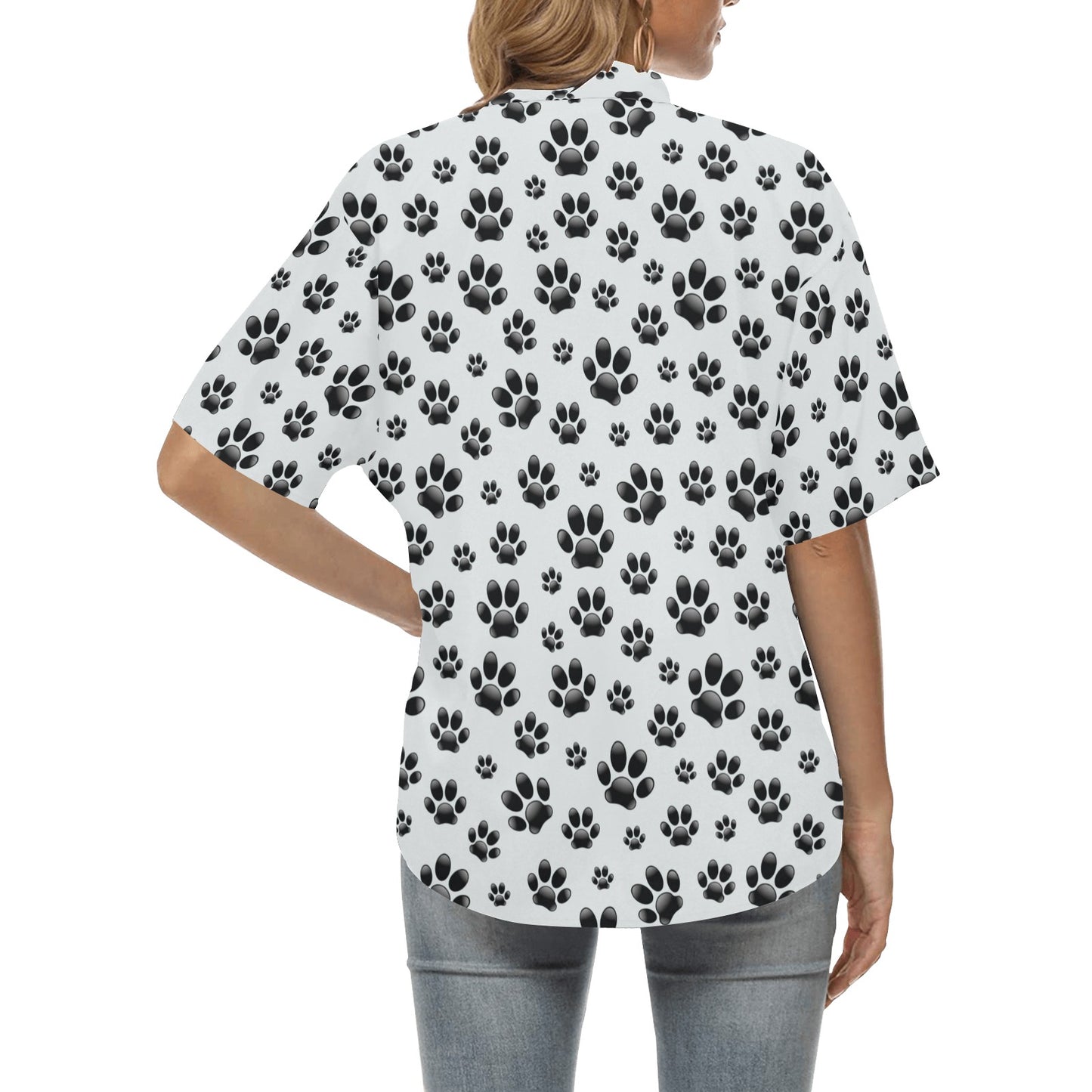 Paw Themed Print Women's Hawaiian Shirt