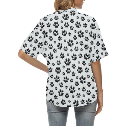 Paw Themed Print Women's Hawaiian Shirt