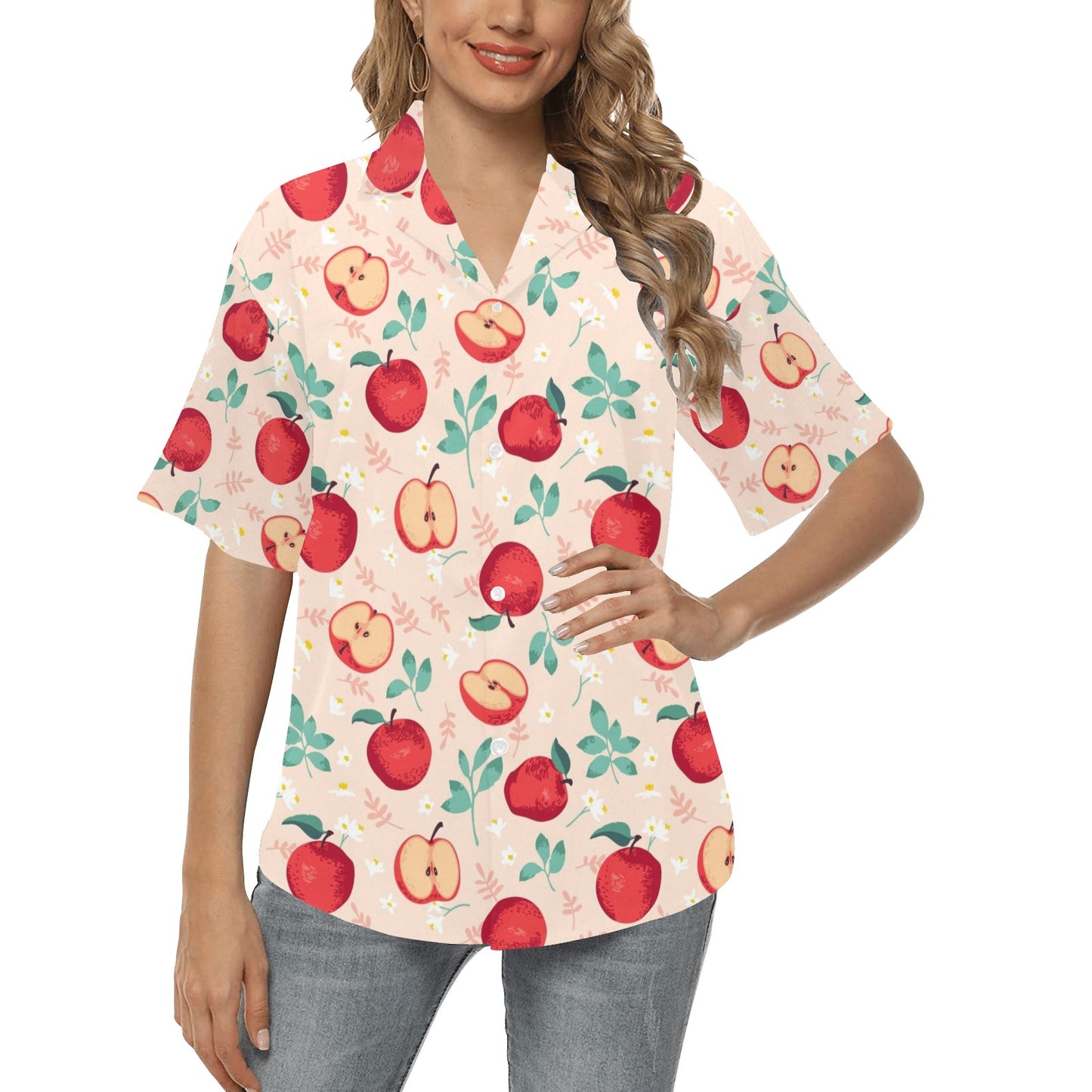 Apple Pattern Print Design AP06 Women's Hawaiian Shirt